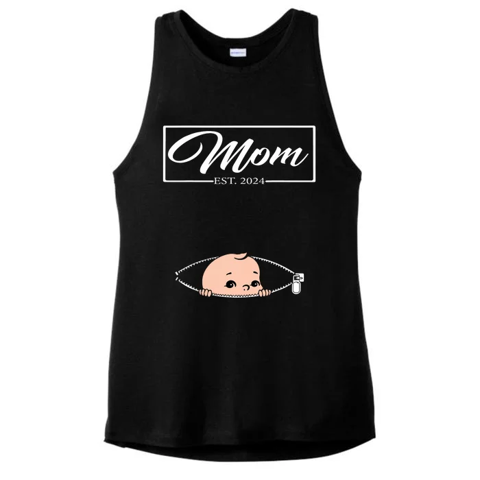 Mom Est 2024 Promoted To Mom 2024 Mother 2024 New Mom 2024 Ladies Tri-Blend Wicking Tank