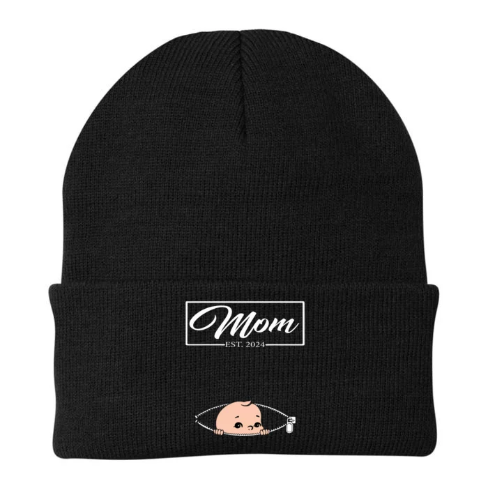 Mom Est 2024 Promoted To Mom 2024 Mother 2024 New Mom 2024 Knit Cap Winter Beanie