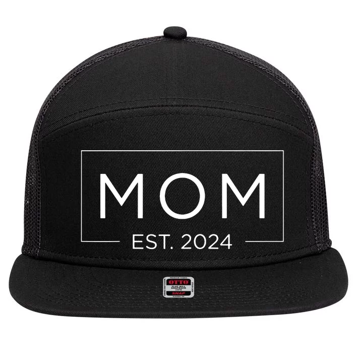 Mom Est 2024 Promoted To Mommy Mothers Day 2024 New Mom 7 Panel Mesh Trucker Snapback Hat