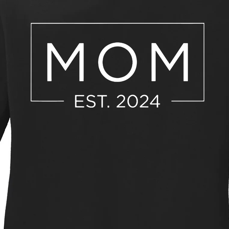 Mom Est 2024 Promoted To Mommy Mothers Day 2024 New Mom Ladies Long Sleeve Shirt