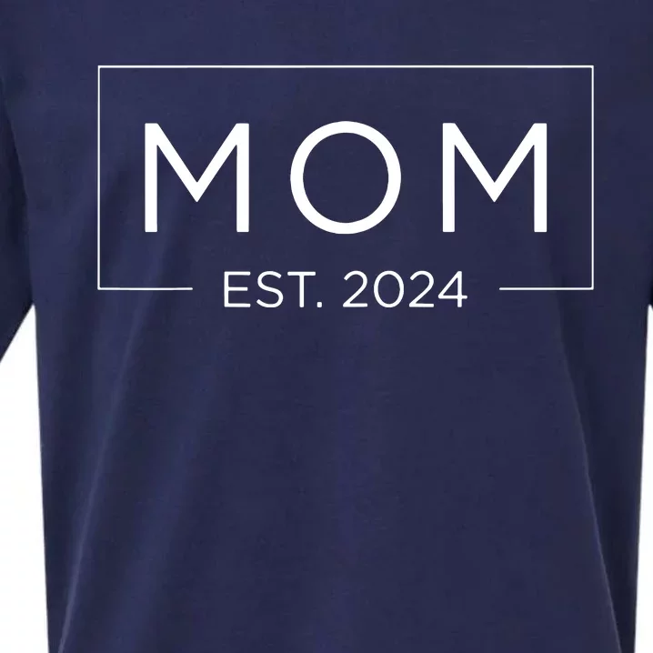 Mom Est 2024 Promoted To Mommy Mothers Day 2024 New Mom Sueded Cloud Jersey T-Shirt