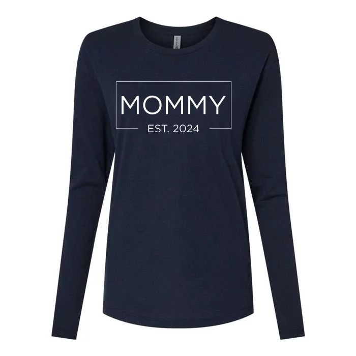 Mommy Est 2024 Pregnancy Announcement Mothers Day 2024 Womens Cotton Relaxed Long Sleeve T-Shirt