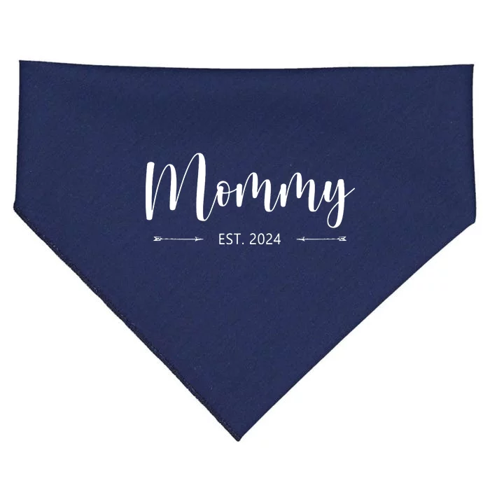 Mommy Est 2024 Promoted To Mom 2024 Mothers Day New Mom USA-Made Doggie Bandana