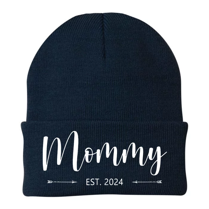 Mommy Est 2024 Promoted To Mom 2024 Mothers Day New Mom Knit Cap Winter Beanie