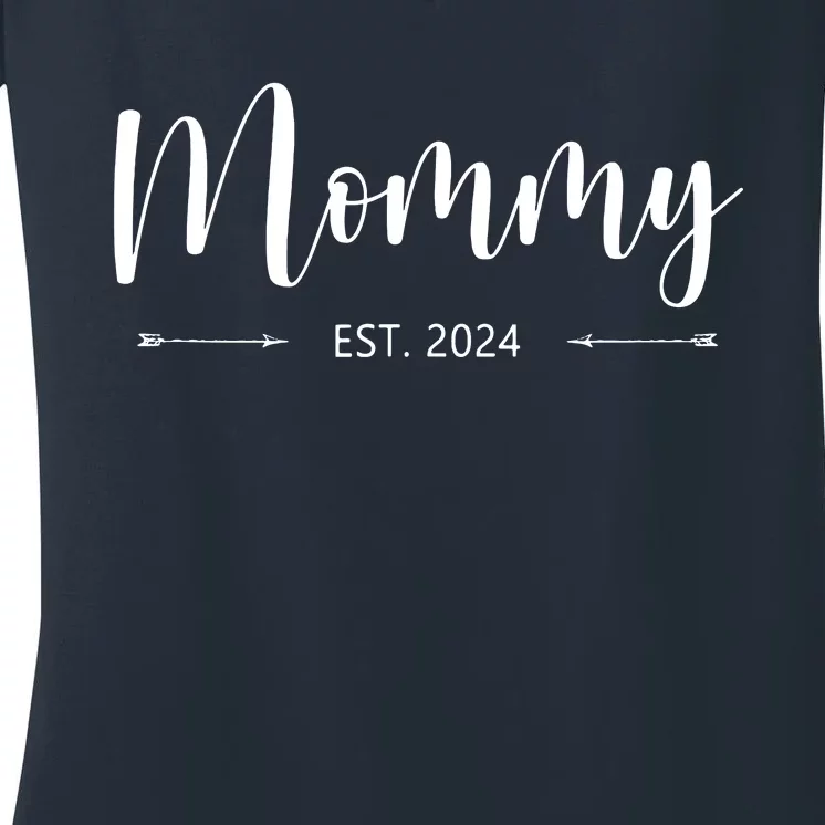 Mommy Est 2024 Promoted To Mom 2024 Mothers Day New Mom Women's V-Neck T-Shirt