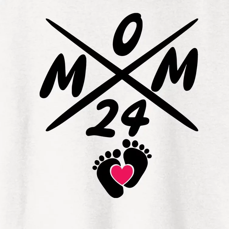 Mama Est 2024 Promoted To Mommy Mothers Day Mom 2024 Women's Crop Top Tee