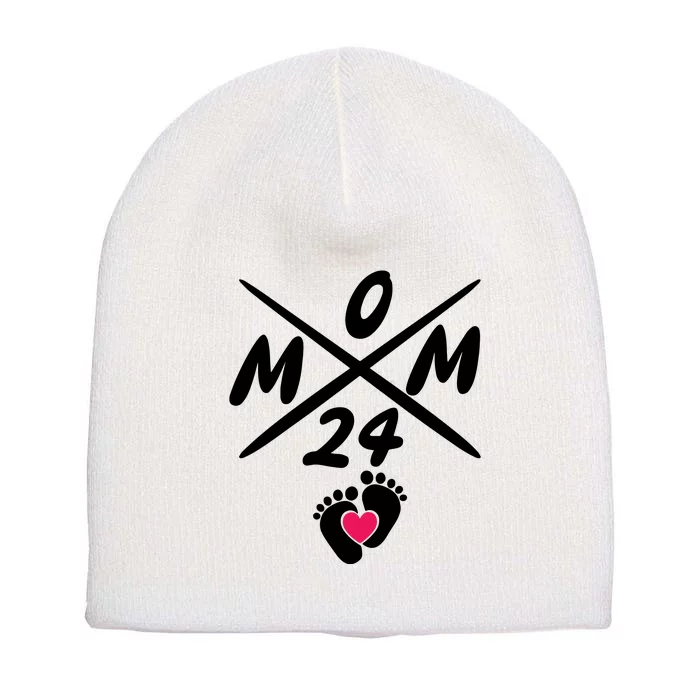 Mama Est 2024 Promoted To Mommy Mothers Day Mom 2024 Short Acrylic Beanie