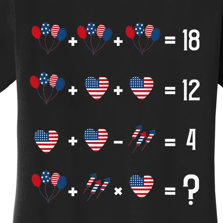 Math Equation 4th Of July American Flag Memorial Day Women's T-Shirt