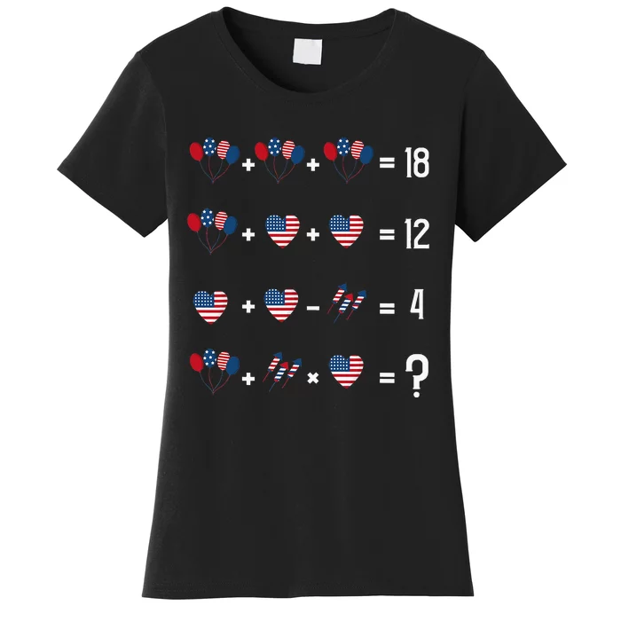 Math Equation 4th Of July American Flag Memorial Day Women's T-Shirt