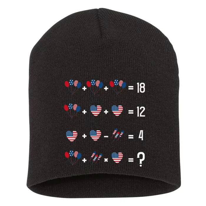 Math Equation 4th Of July American Flag Memorial Day Short Acrylic Beanie