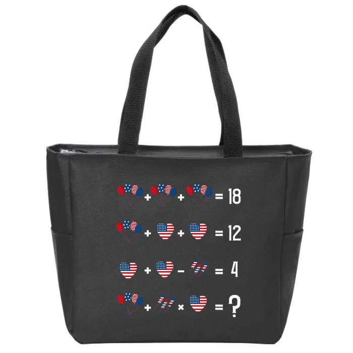 Math Equation 4th Of July American Flag Memorial Day Zip Tote Bag