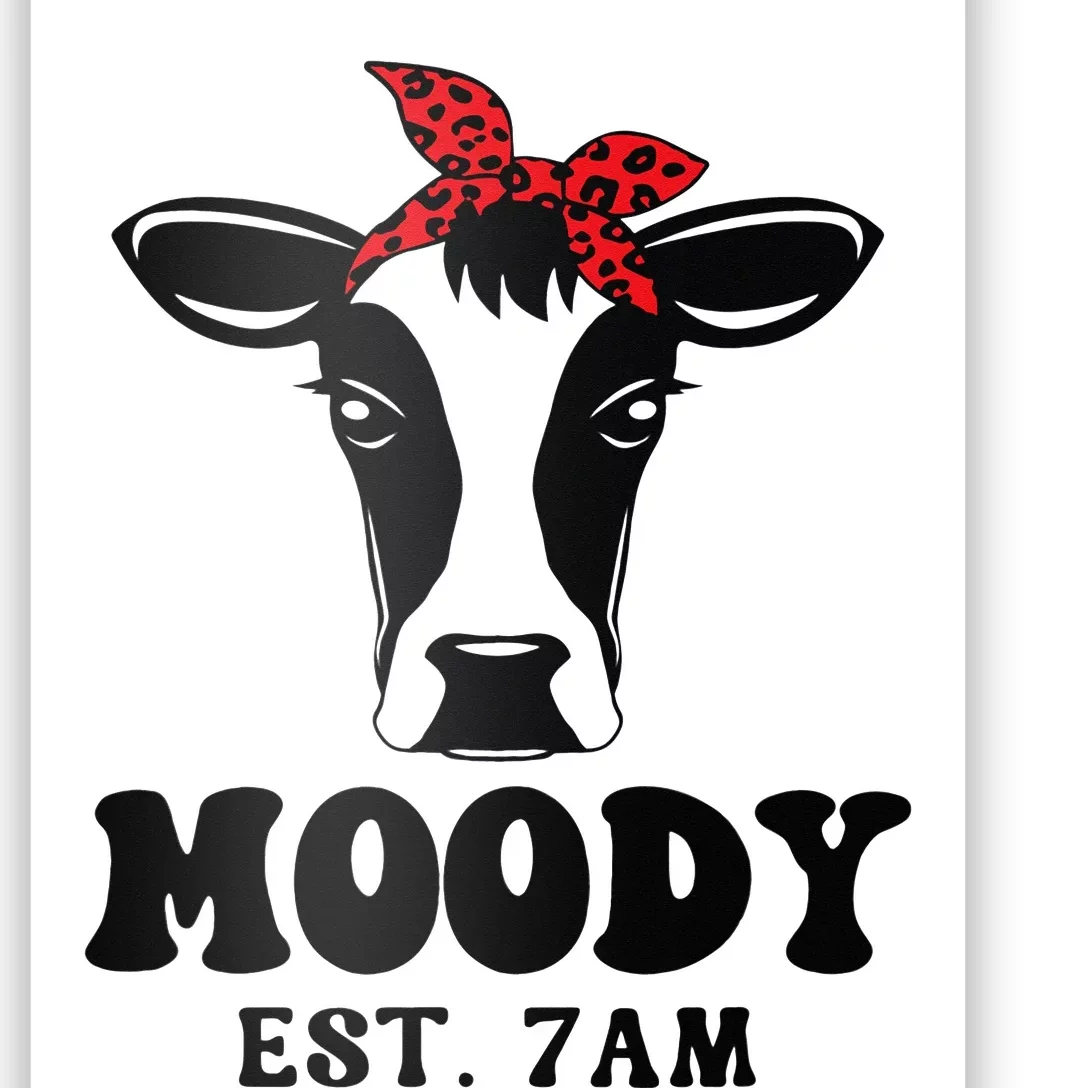 Moody Est. 7 Am Retro Cow Funny Super Mom Mama Mother's Day Poster