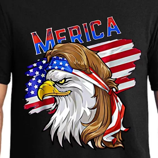 Merica Eagle American Flag Mullet Hair Redneck Hillbilly Gift Pajama Set