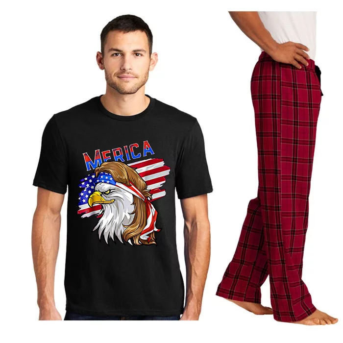 Merica Eagle American Flag Mullet Hair Redneck Hillbilly Gift Pajama Set