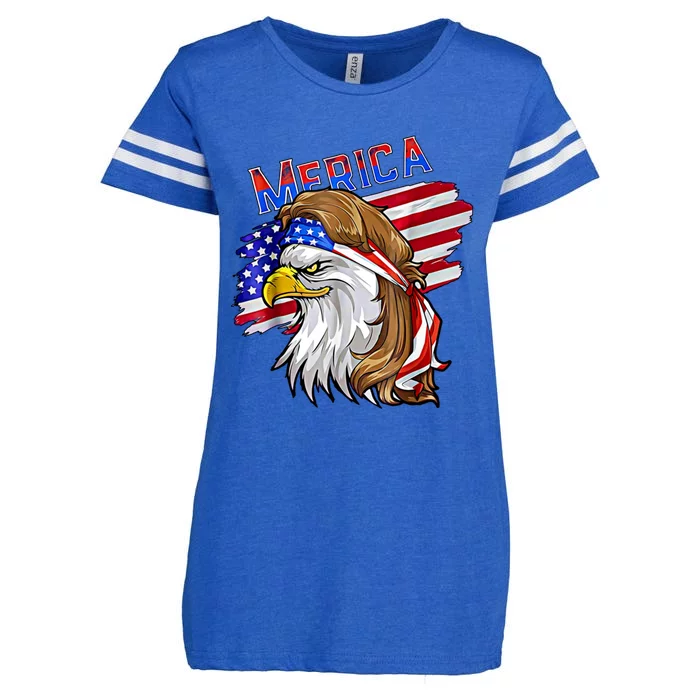 Merica Eagle American Flag Mullet Hair Redneck Hillbilly Gift Enza Ladies Jersey Football T-Shirt