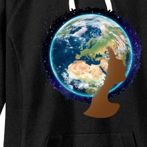 Mother Earth Afro Hair Galaxy Women's Fleece Hoodie