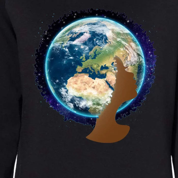 Mother Earth Afro Hair Galaxy Womens California Wash Sweatshirt