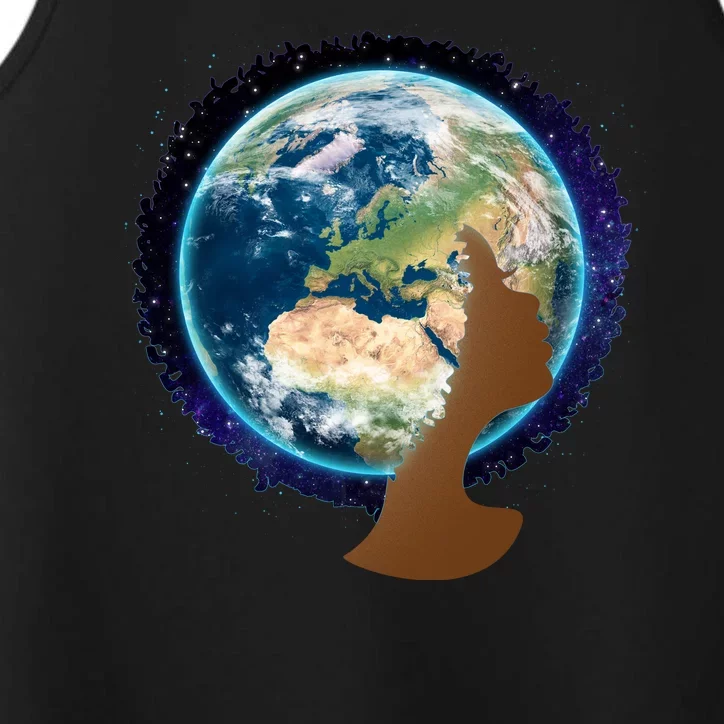 Mother Earth Afro Hair Galaxy Performance Tank