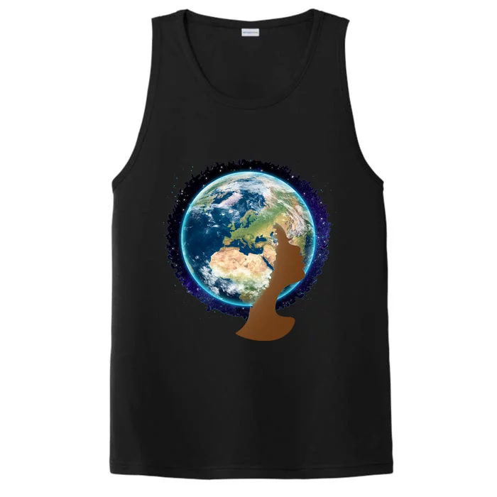 Mother Earth Afro Hair Galaxy Performance Tank