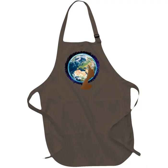 Mother Earth Afro Hair Galaxy Full-Length Apron With Pocket