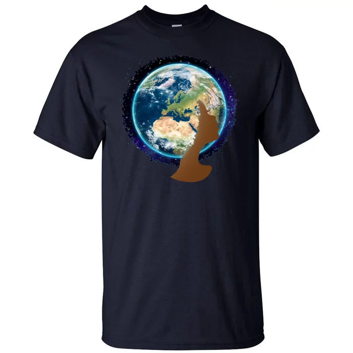 Mother Earth Afro Hair Galaxy Tall T-Shirt