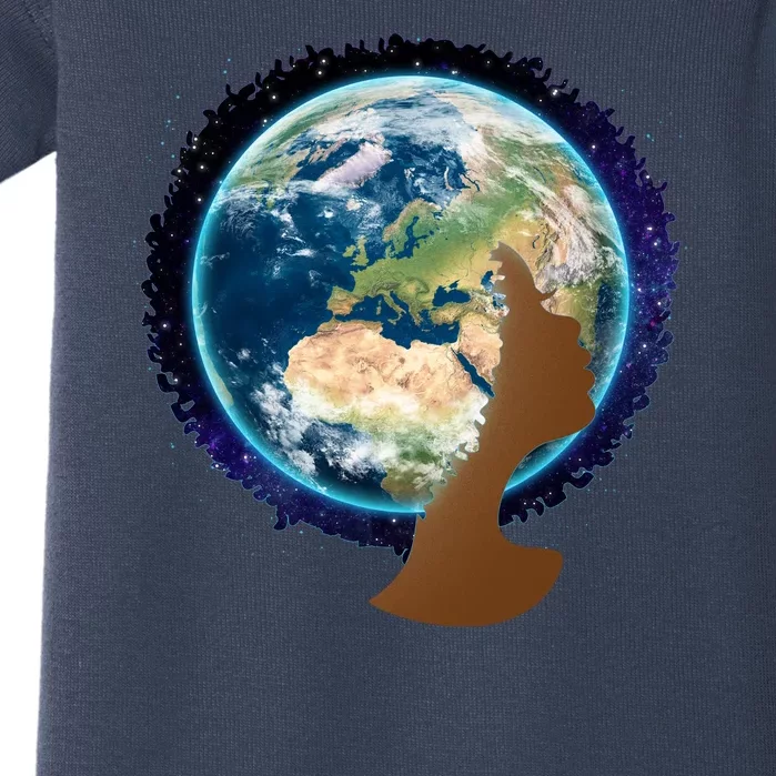 Mother Earth Afro Hair Galaxy Baby Bodysuit