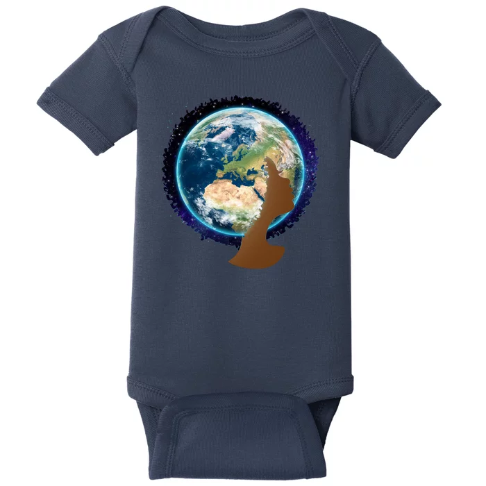 Mother Earth Afro Hair Galaxy Baby Bodysuit