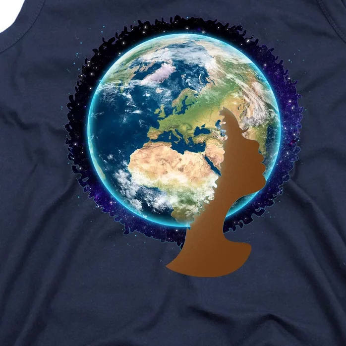 Mother Earth Afro Hair Galaxy Tank Top