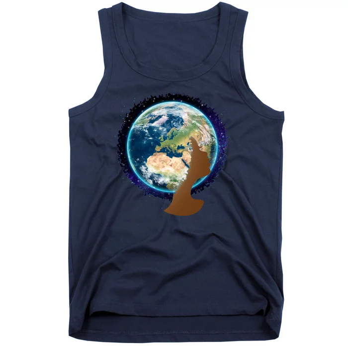 Mother Earth Afro Hair Galaxy Tank Top