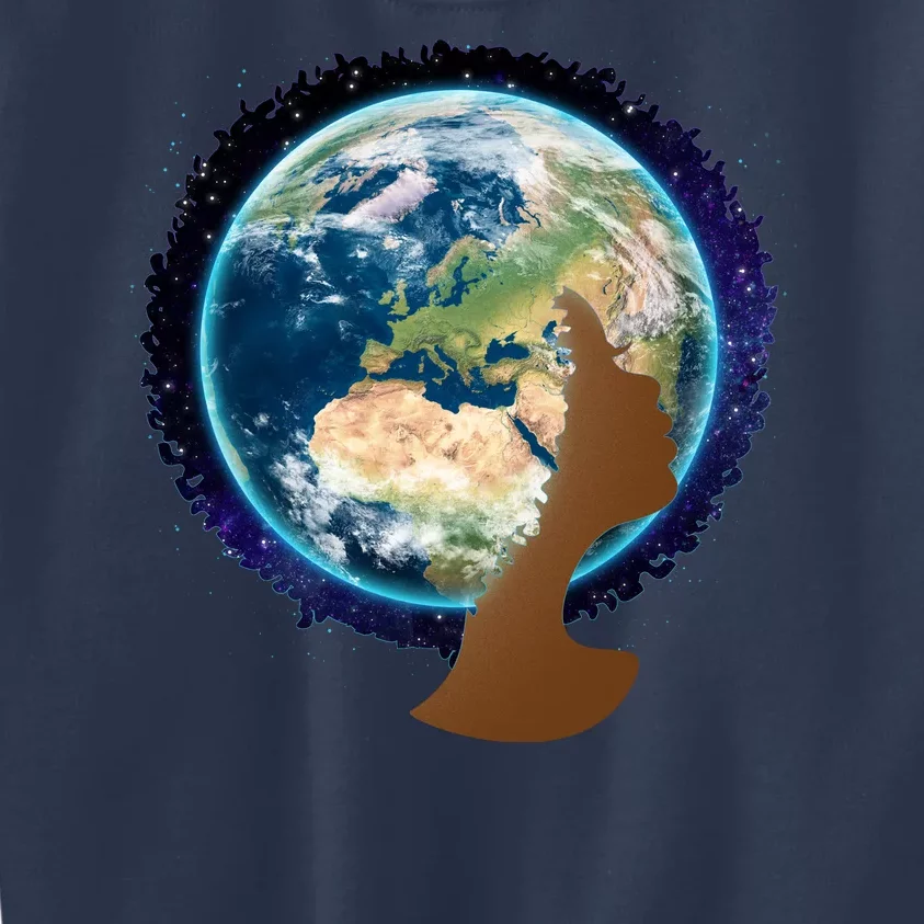 Mother Earth Afro Hair Galaxy Kids Sweatshirt