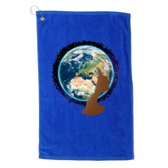 Mother Earth Afro Hair Galaxy Platinum Collection Golf Towel