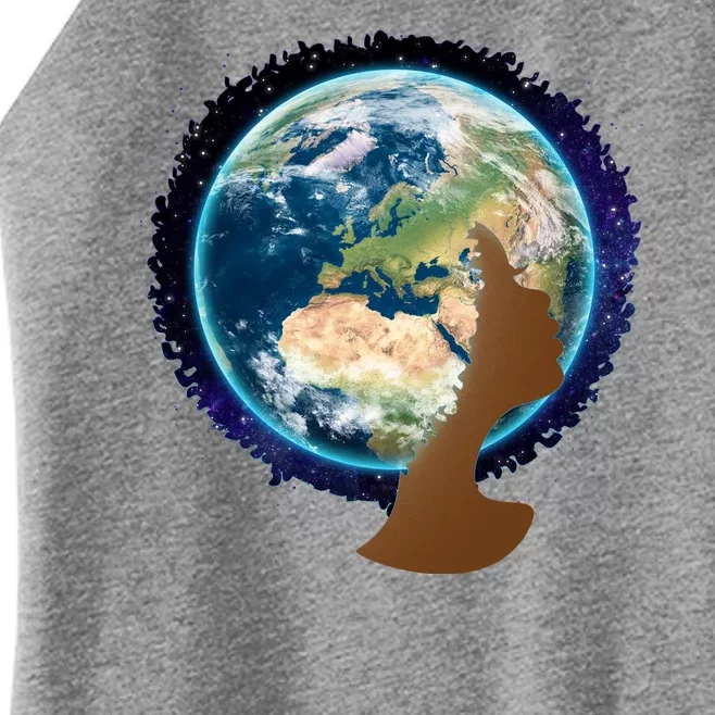 Mother Earth Afro Hair Galaxy Women’s Perfect Tri Rocker Tank