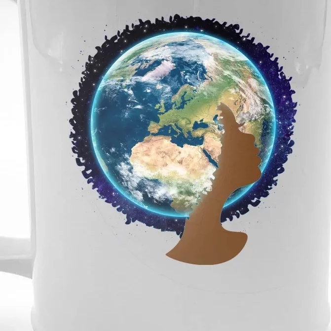 Mother Earth Afro Hair Galaxy Front & Back Beer Stein