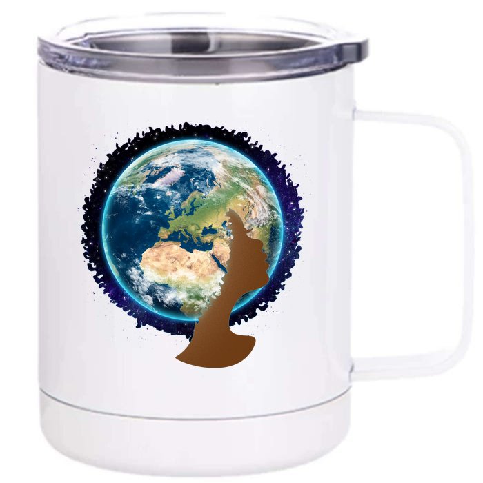 Mother Earth Afro Hair Galaxy Front & Back 12oz Stainless Steel Tumbler Cup