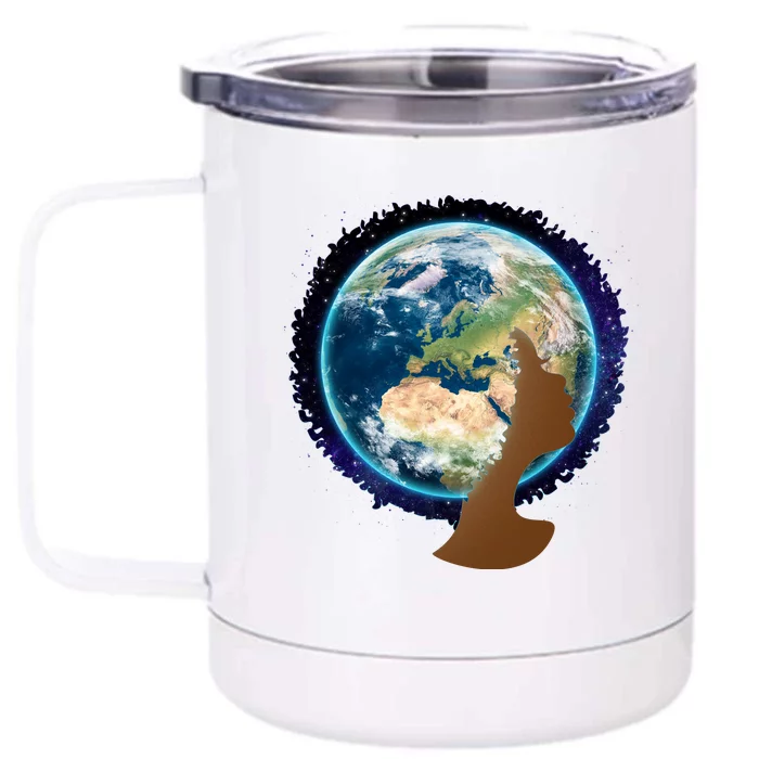 Mother Earth Afro Hair Galaxy Front & Back 12oz Stainless Steel Tumbler Cup