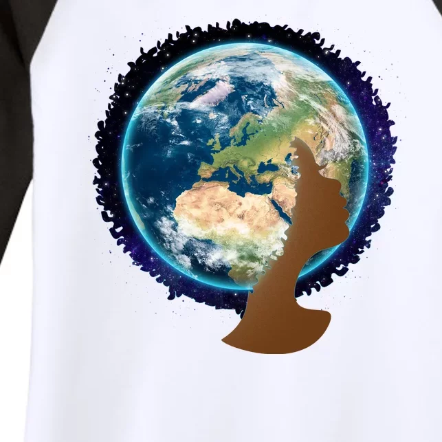 Mother Earth Afro Hair Galaxy Women's Tri-Blend 3/4-Sleeve Raglan Shirt