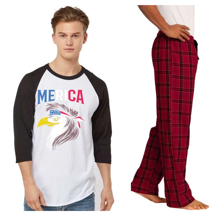 Mullet Eagle American Flag Usa Bird 4th Of July Merica Gift Raglan Sleeve Pajama Set