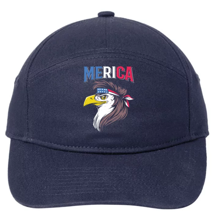 Mullet Eagle American Flag Usa Bird 4th Of July Merica Gift 7-Panel Snapback Hat