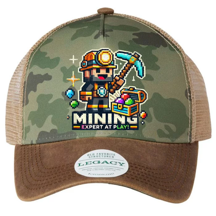 Mining Expert At Play! Pixelated Miner Legacy Tie Dye Trucker Hat