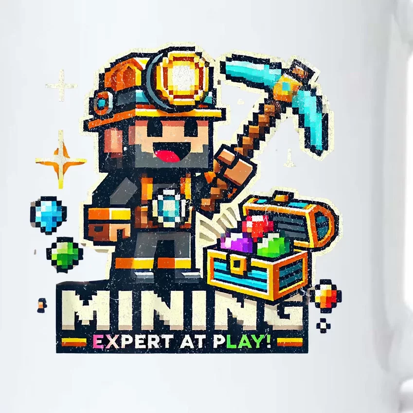 Mining Expert At Play! Pixelated Miner Black Color Changing Mug