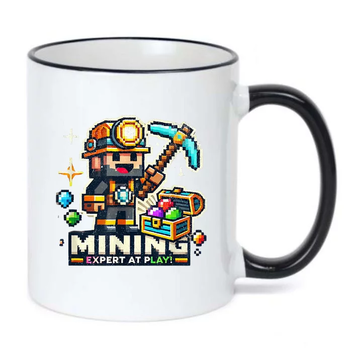 Mining Expert At Play! Pixelated Miner Black Color Changing Mug