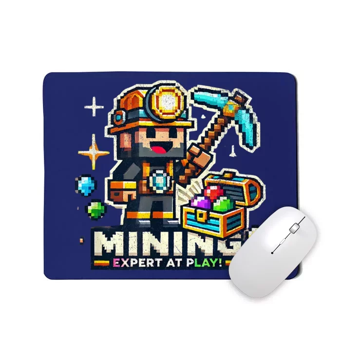 Mining Expert At Play! Pixelated Miner Mousepad