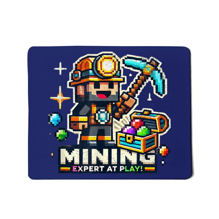 Mining Expert At Play! Pixelated Miner Mousepad