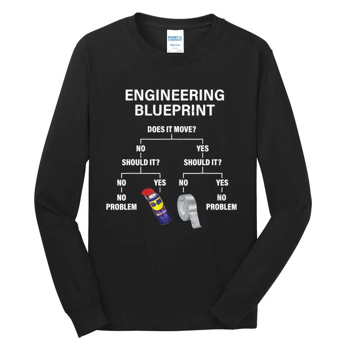 My Engineering Blueprint Funny Engineer TShirt Tall Long Sleeve T-Shirt