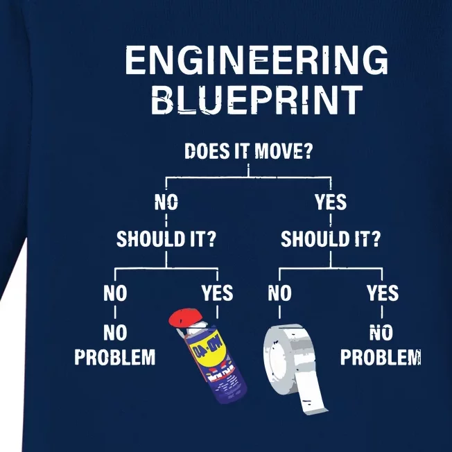 My Engineering Blueprint Funny Engineer Baby Long Sleeve Bodysuit