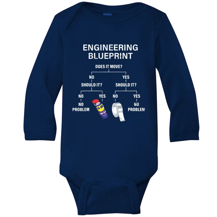 My Engineering Blueprint Funny Engineer Baby Long Sleeve Bodysuit