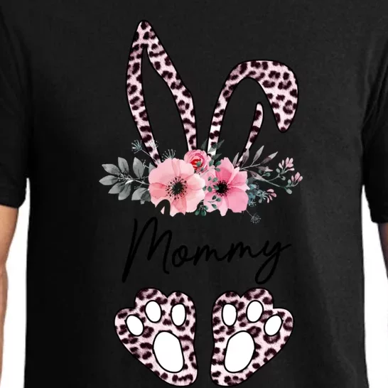 Mommy Easter Bunny Floral Leopard Print Mom Happy Easter Gift Pajama Set