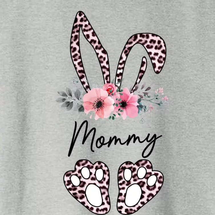 Mommy Easter Bunny Floral Leopard Print Mom Happy Easter Gift Women's Crop Top Tee