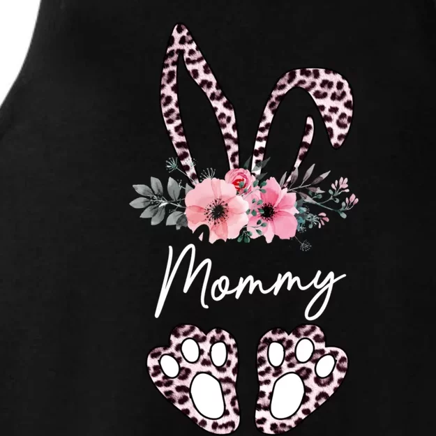 Mommy Easter Bunny Floral Leopard Print Mom Happy Easter Gift Ladies Tri-Blend Wicking Tank