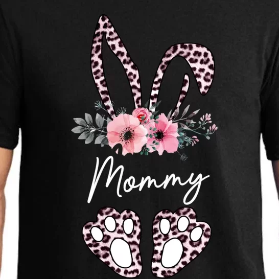 Mommy Easter Bunny Floral Leopard Print Mom Happy Easter Gift Pajama Set